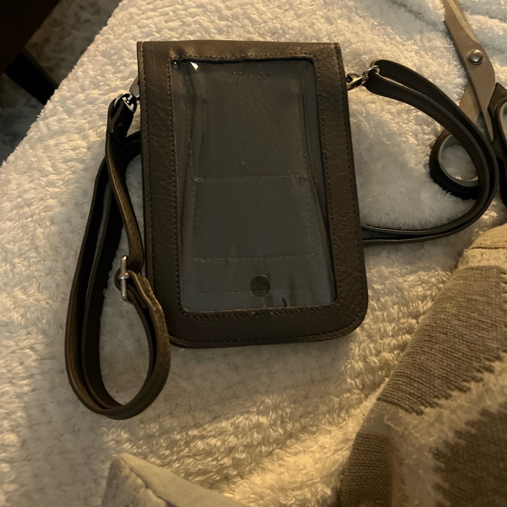 Phone Crossbody Bag Touchscreen Pocket Dark Gray Travel Purse New - Picture 4 of 6